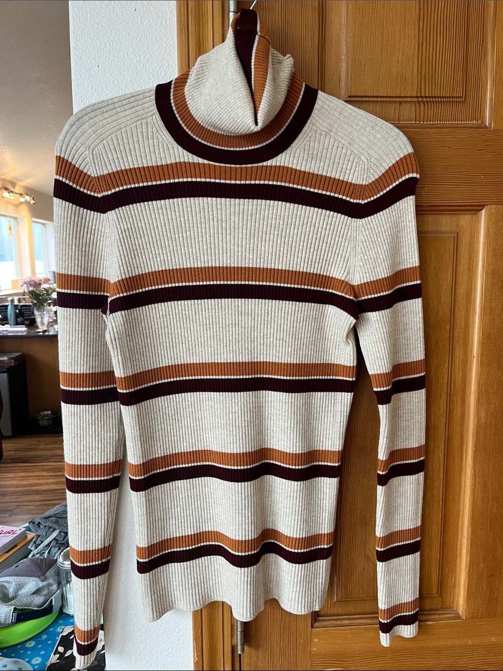 Everlane L 70s style ribbed turtleneck wool sweater